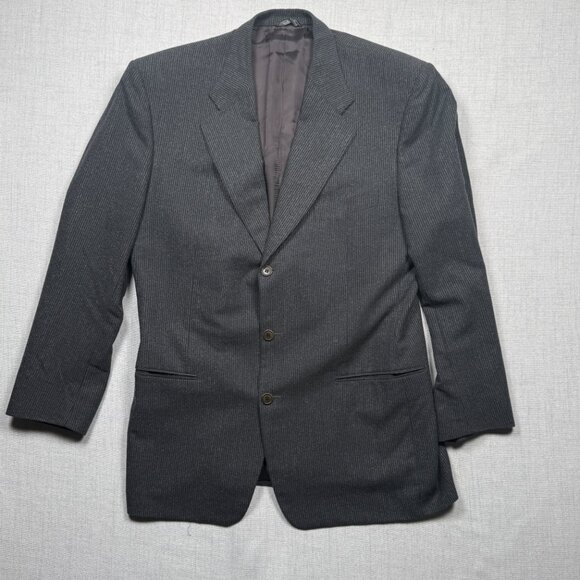 VTG Trussini Suit Set Linea Nuova Wool Blend Gray Pinstripe Two Piece Mens 52 6L - Picture 2 of 14